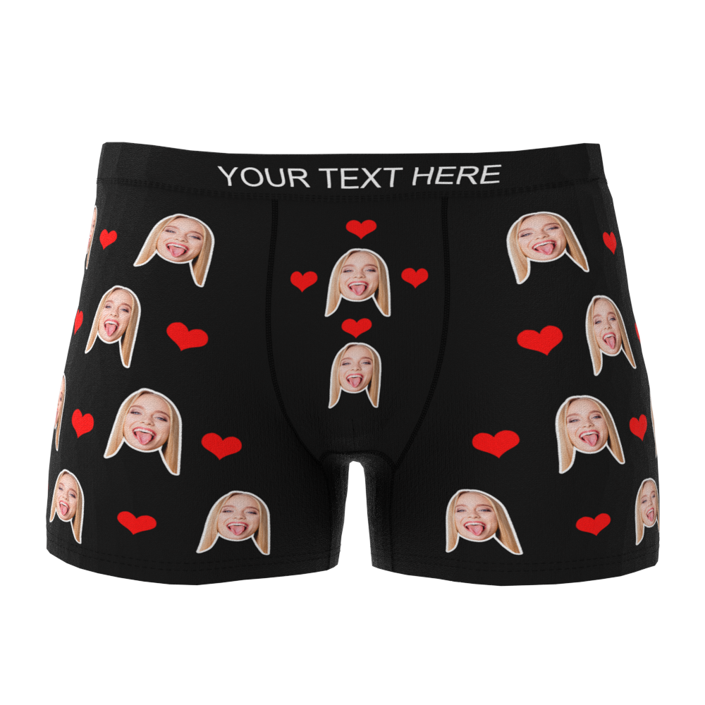 Funny Gifts For Men Custom Heart Boxer Shorts