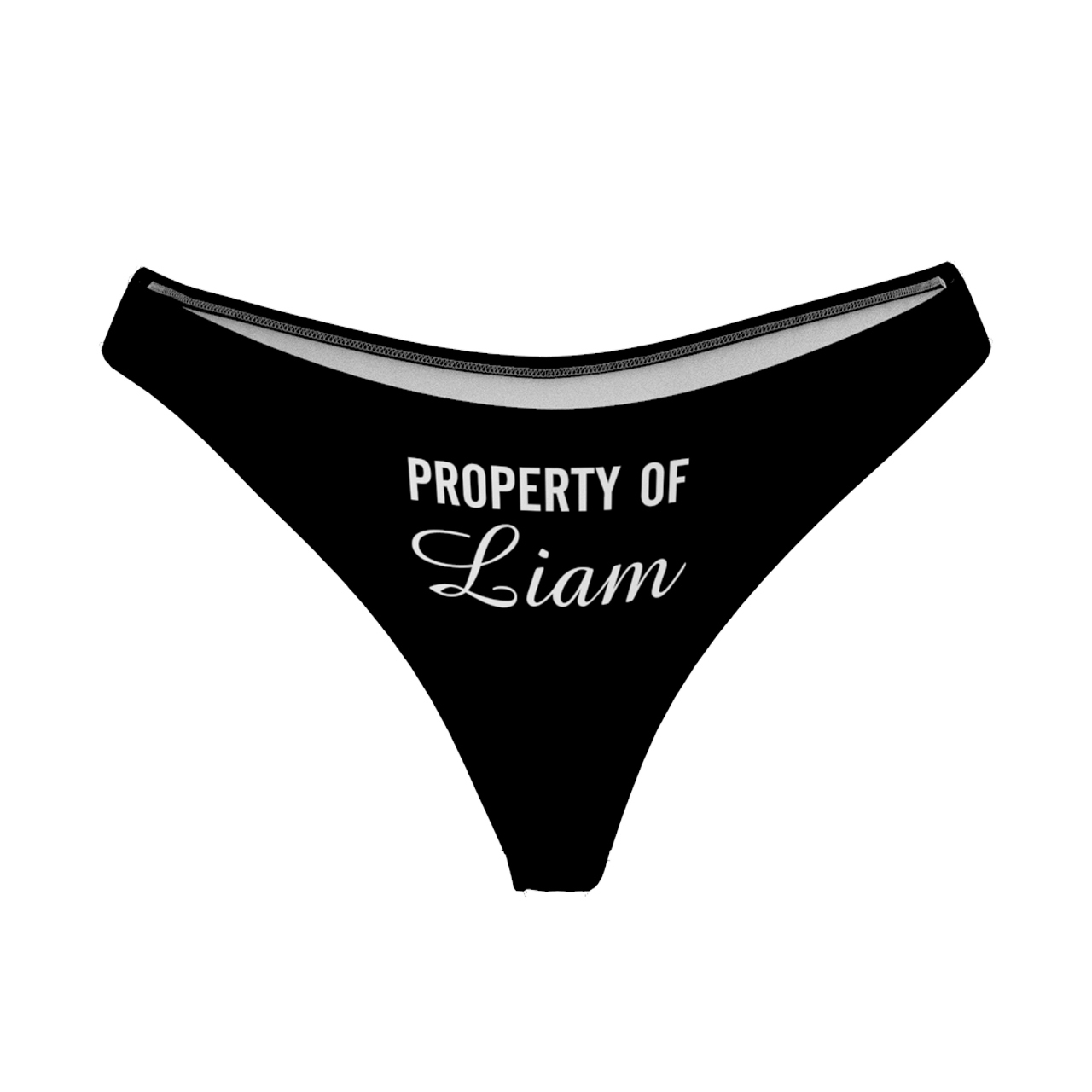 Women's Custom Name Property of Thong Panty - Solid Color