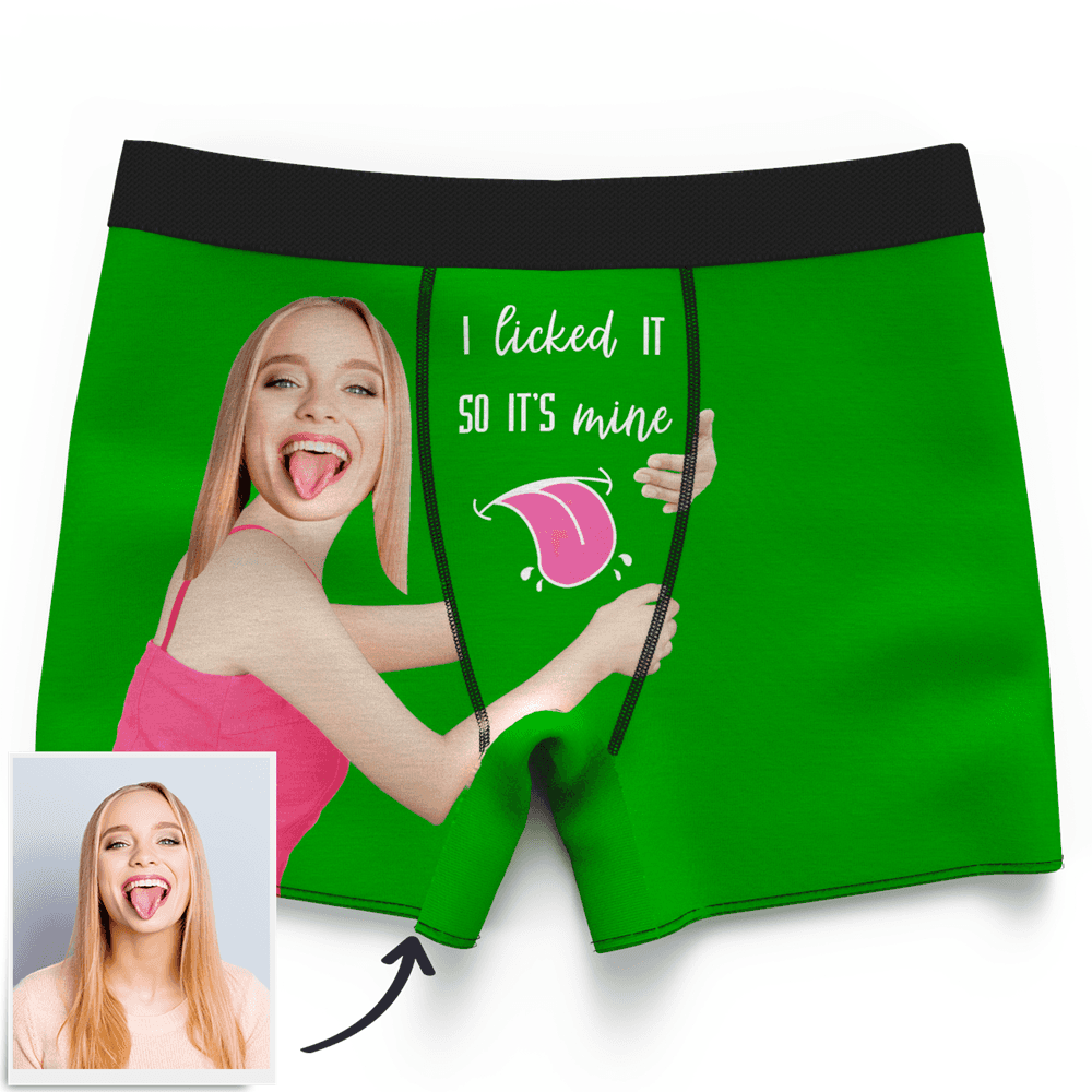 Men's Custom Face On Boxer Shorts I licked ITSO IT'S mine Gift For Him