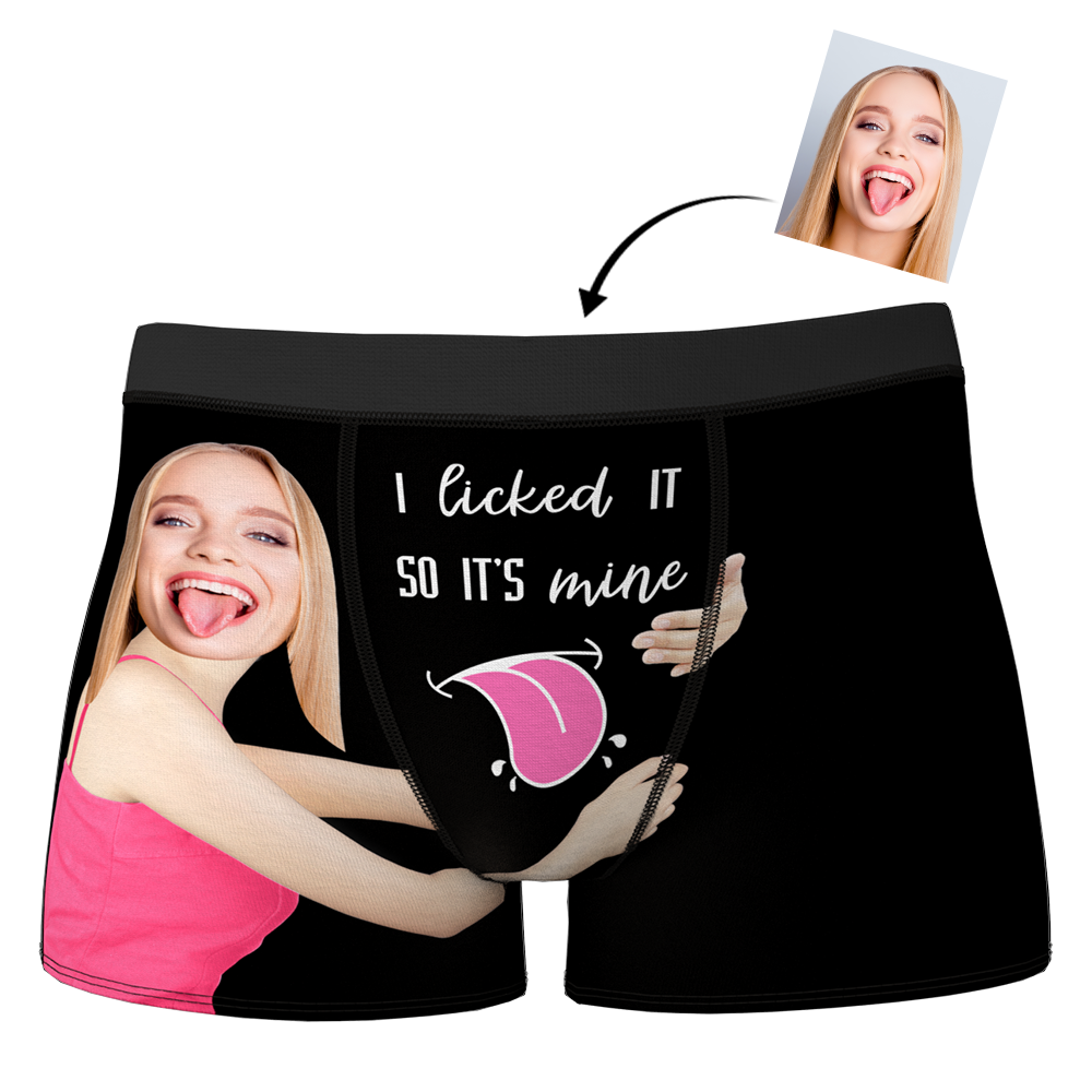 Personalized Undies Men's Custom Face On Boxer Shorts I licked IT SO IT'S  mine For Him