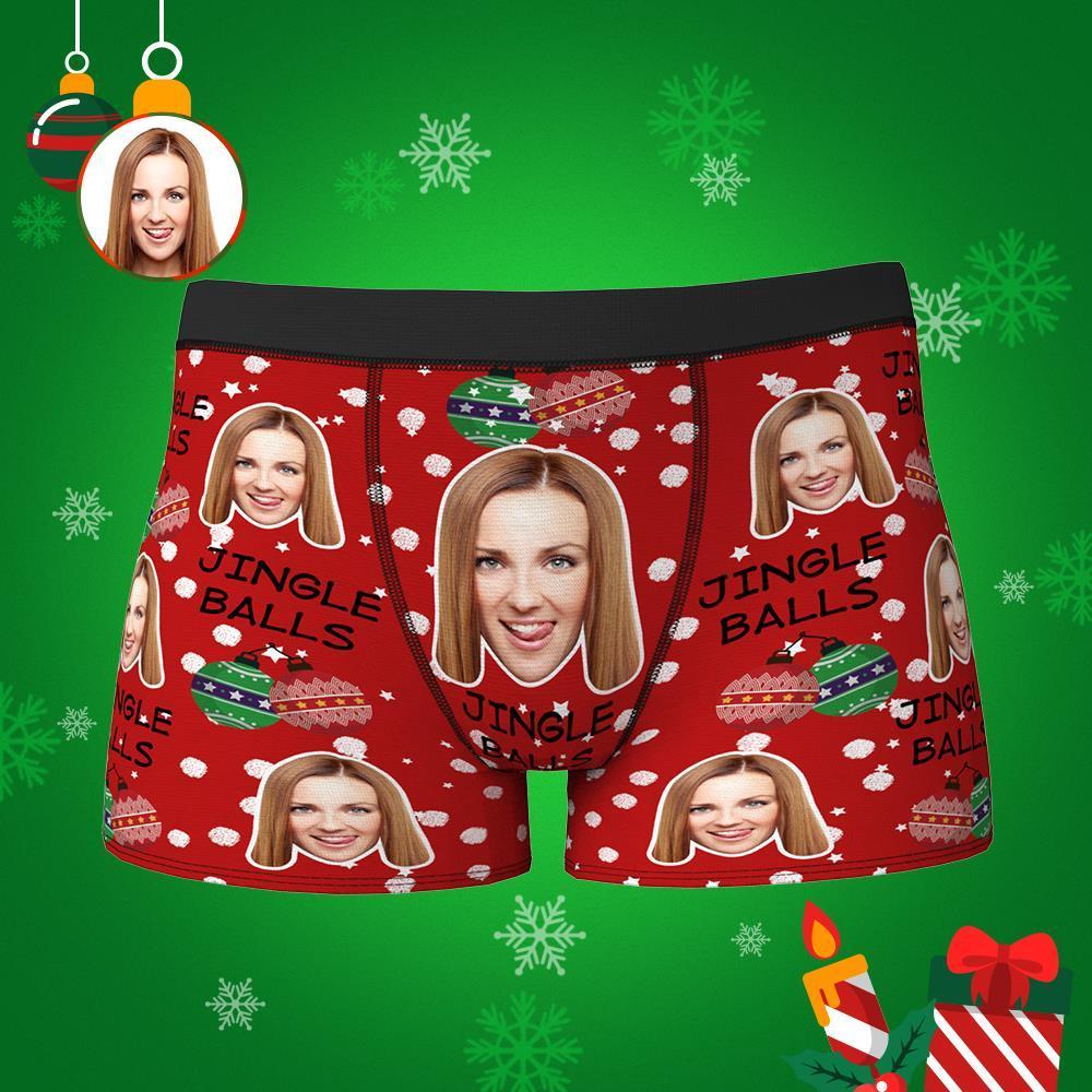 Custom Christmas Face Boxers Shorts Personalised Photo Underwear JINGL